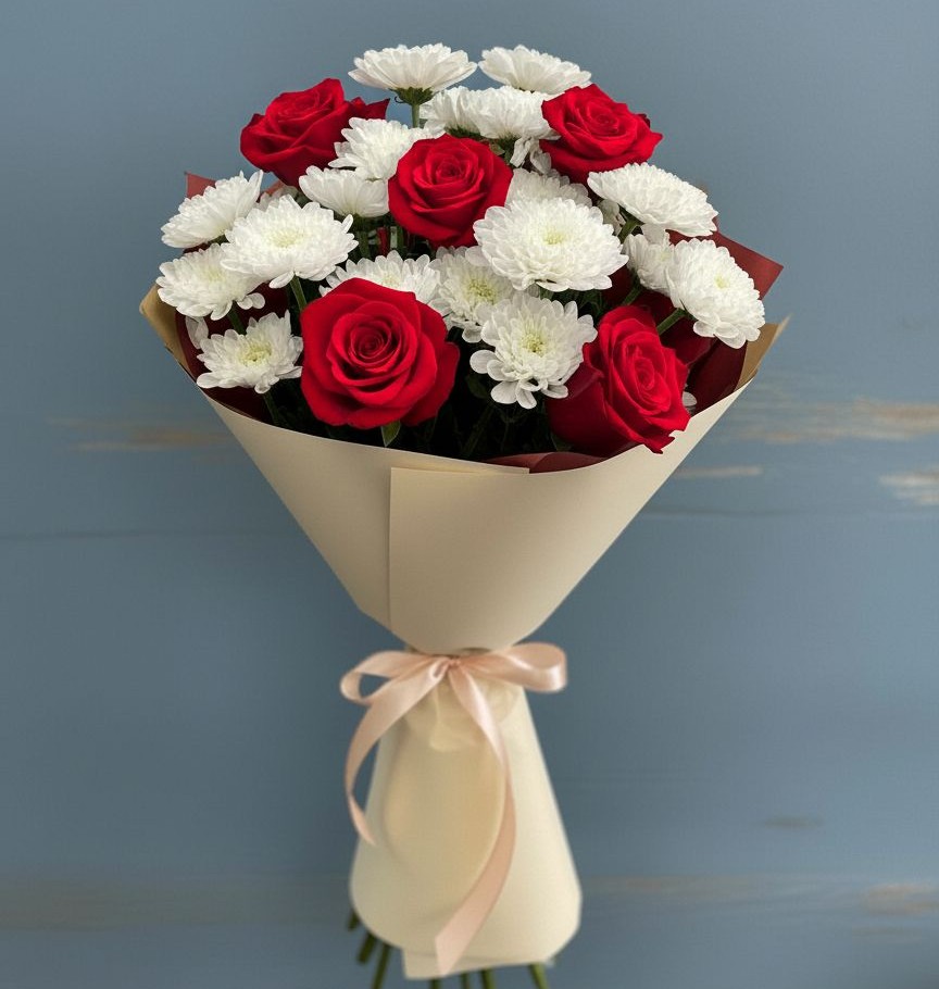 Букет цветов из: Розы и Хризантемы в Свободном