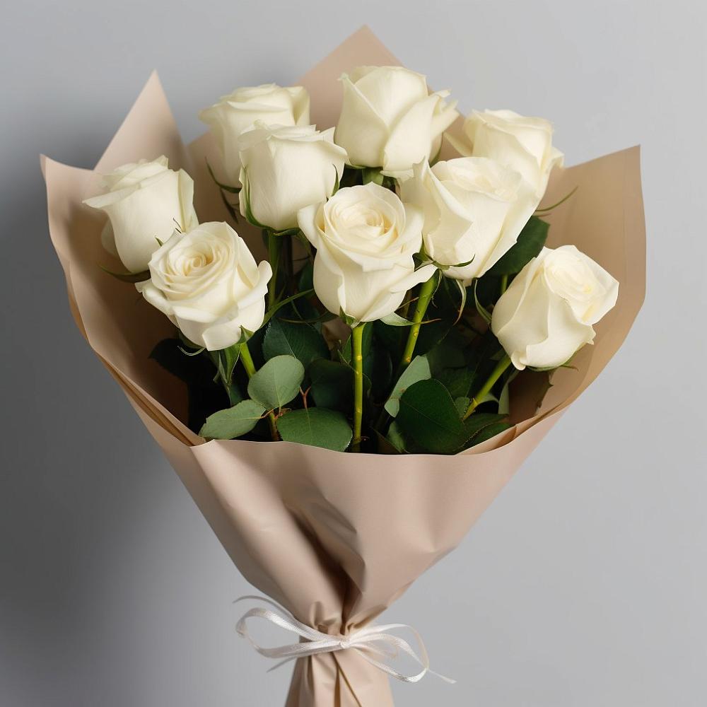 Букет 9 Белых роз Эдлесс Лав в Свободном