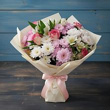 Букет цветов из:  Хризантемы, Альстромерии и Розы в Свободном