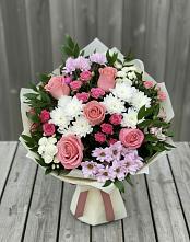 Букет цветов из:  Альстромерии, Гвоздики, Розы и Хризантемы в Свободном