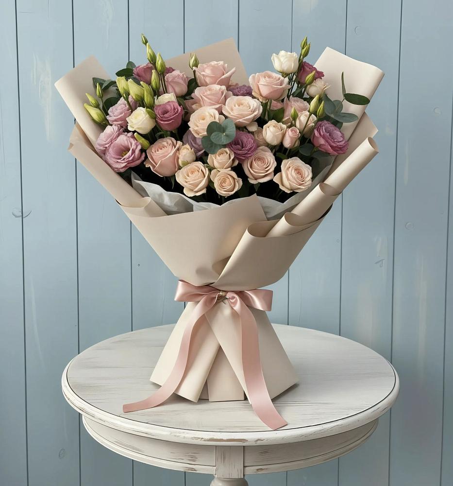 Букет цветов из: Розы и Лизиантусы в Свободном