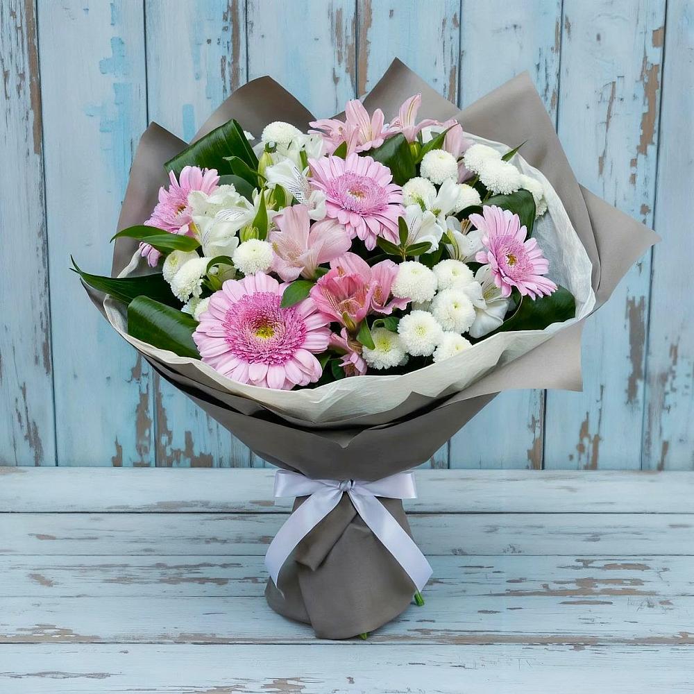 Букет цветов из: Герберы, Альстромерии и Хризантемы в Свободном